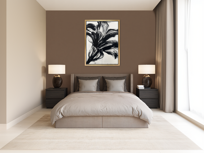 Black surge on white grid room view