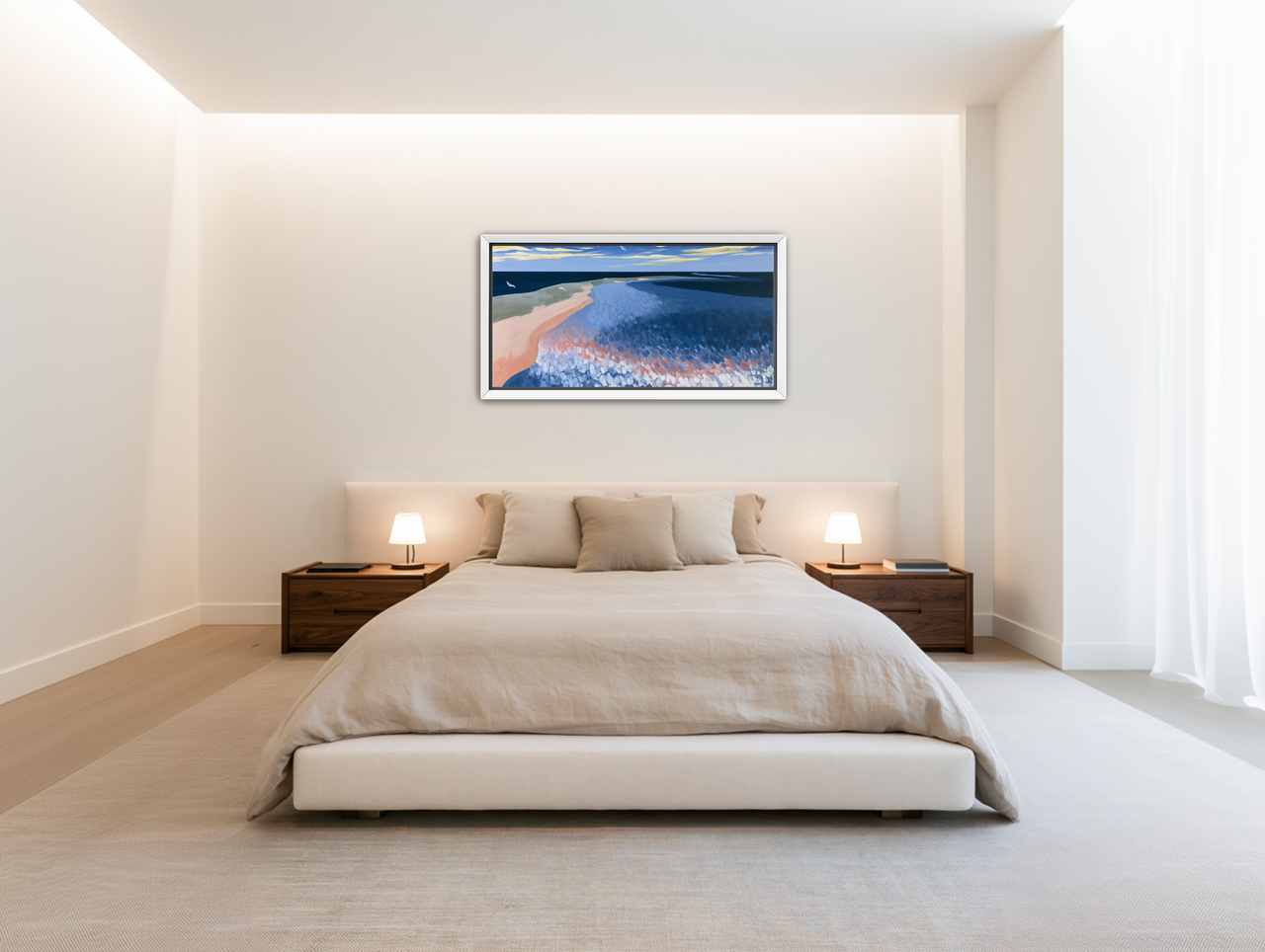 Pale sand in blue water room view