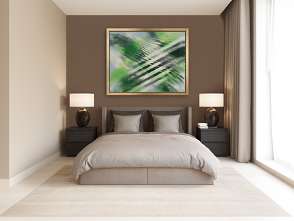 White X across green field room view