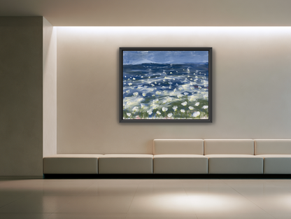 White flowers under blue sky room view