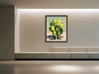 Yellow light on cactus pads room view
