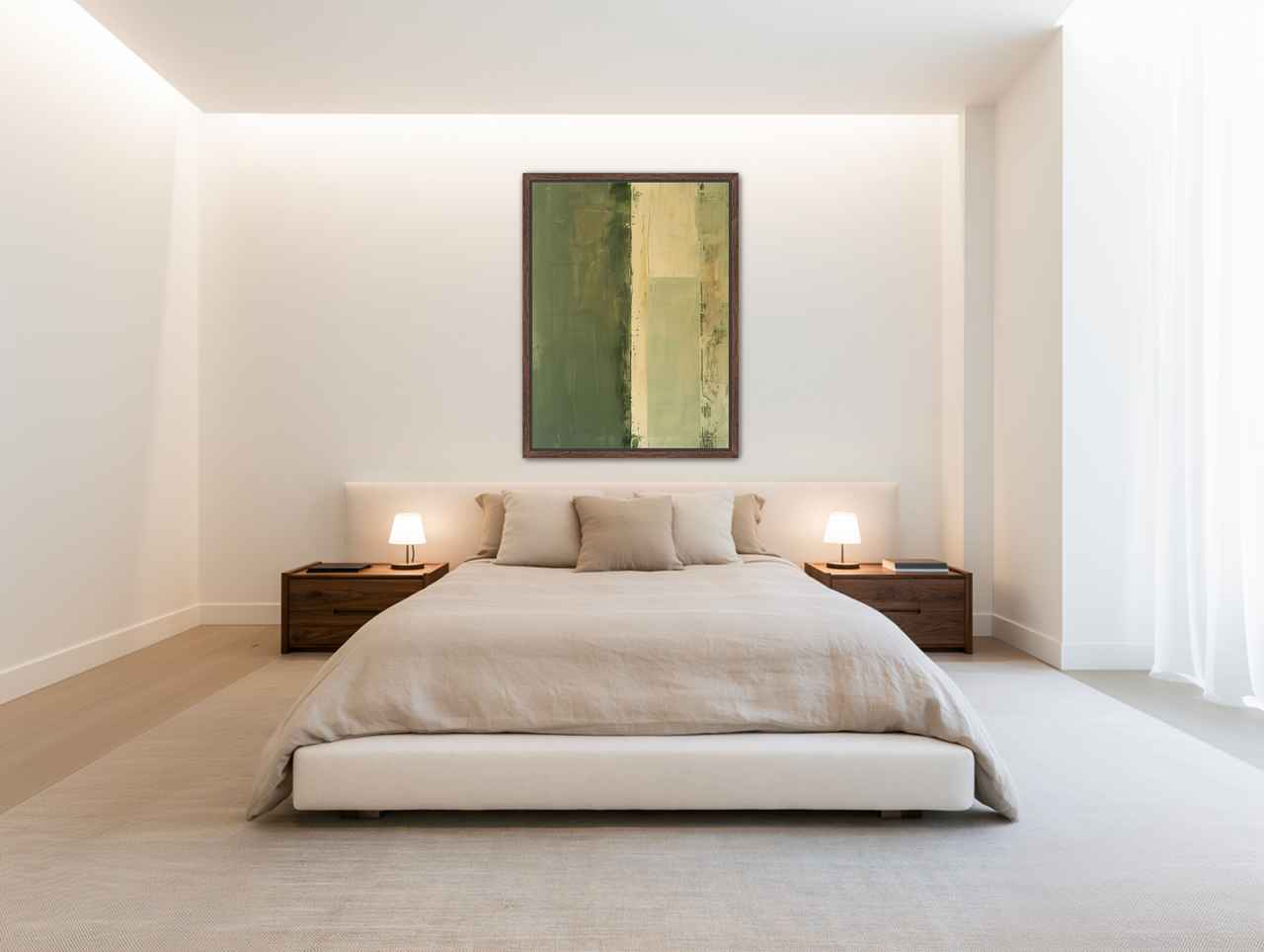 Pale seam in olive field room view