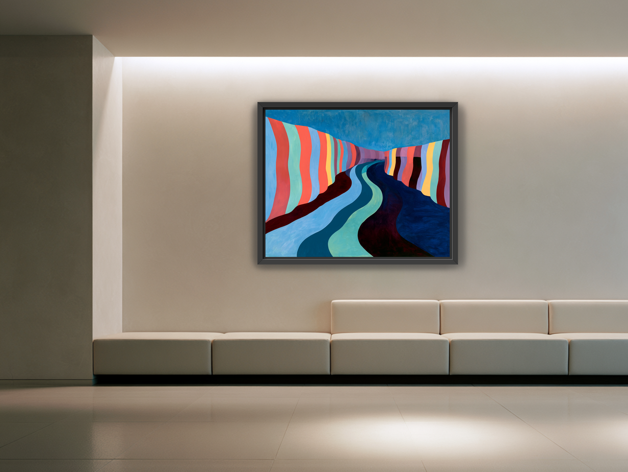 Coral stripes along the bend room view