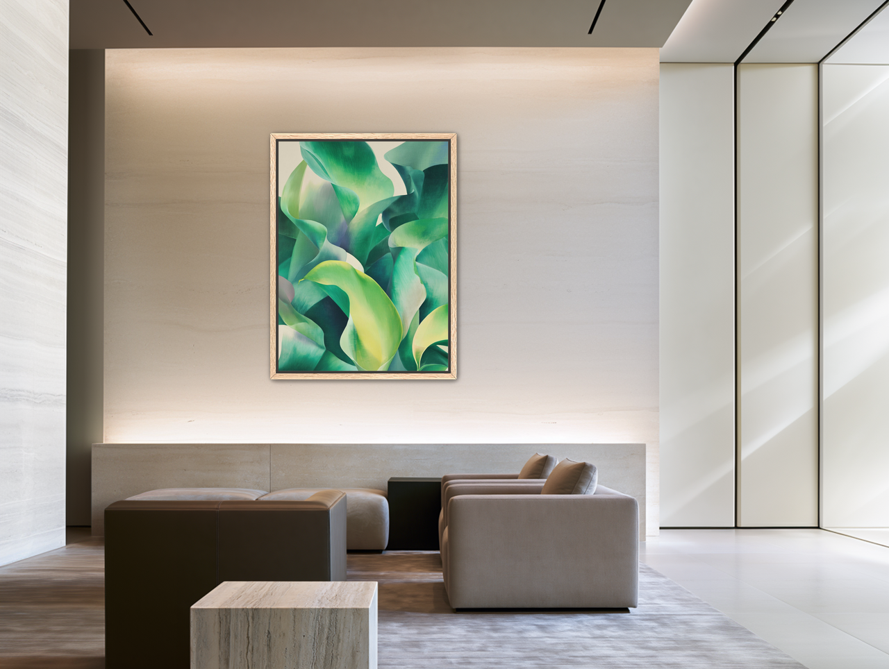 Calla lilies crowd the light room view