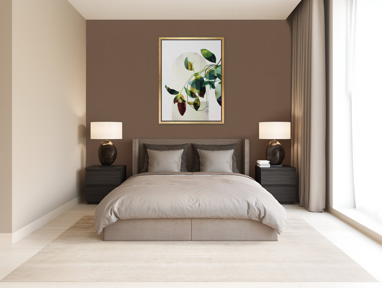Leaves in a pale halo room view
