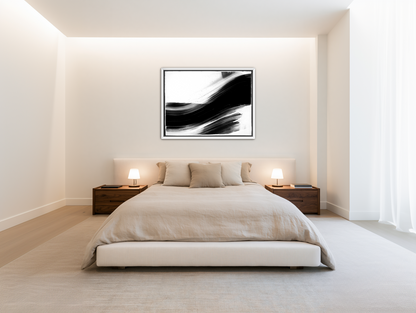 Black weight on white drift room view