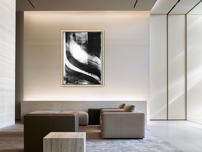 Scraped arcs in black ink room view
