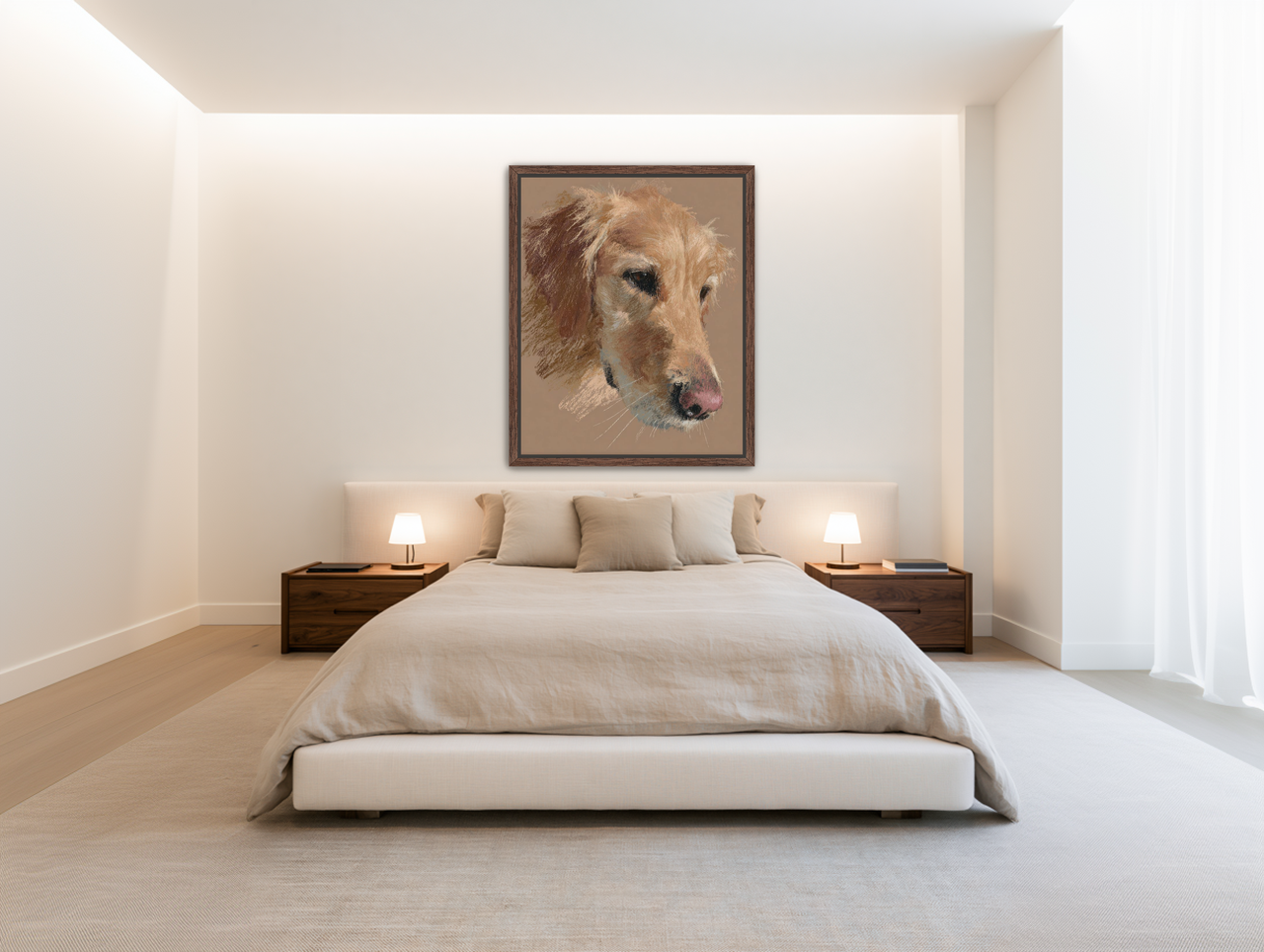 Warm browns on a golden retriever room view