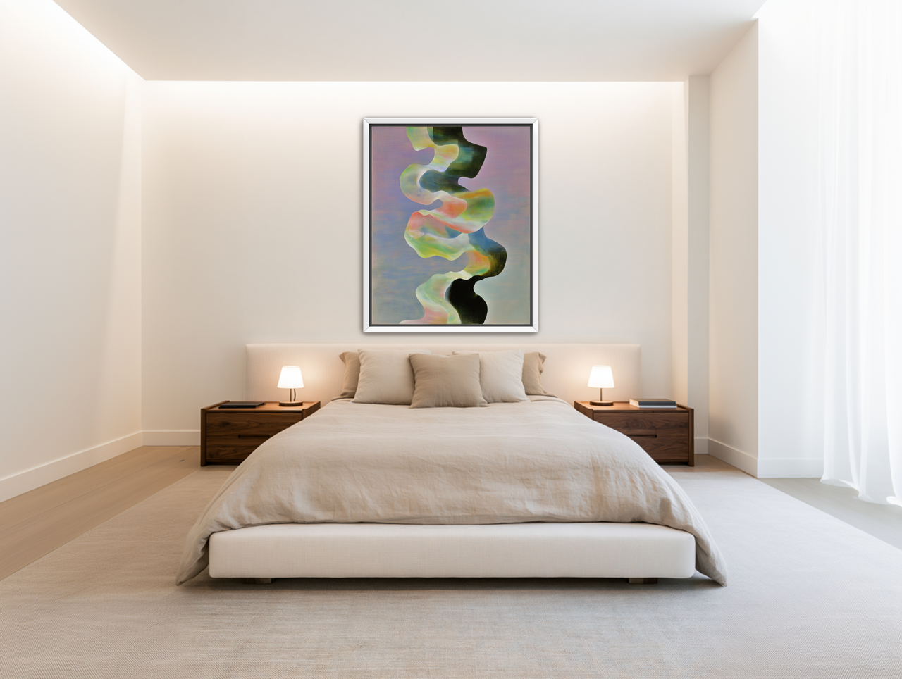 Twisting painted ribbon bands room view