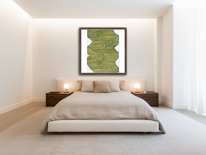 Olive bands in white quiet room view