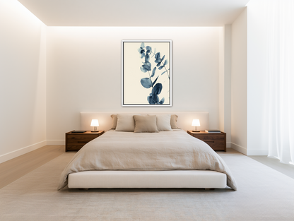 Blue eucalyptus on paper room view