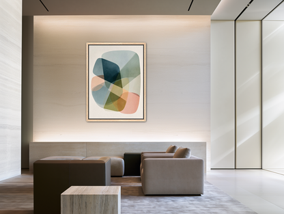 Layered translucent blocks room view