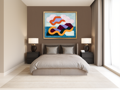 Orange bands across mountains room view