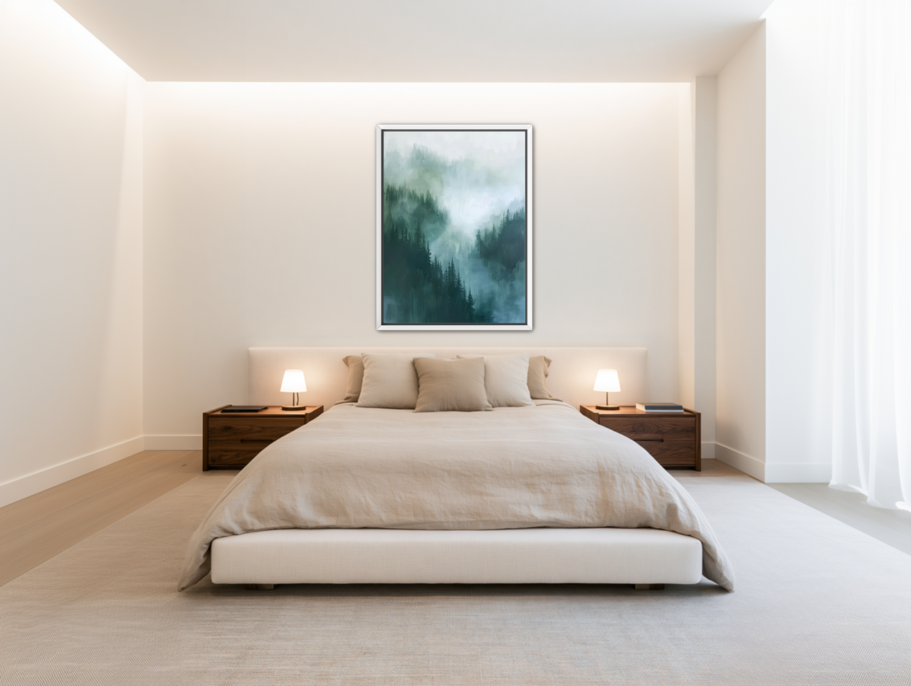 Mist caught in the pines room view