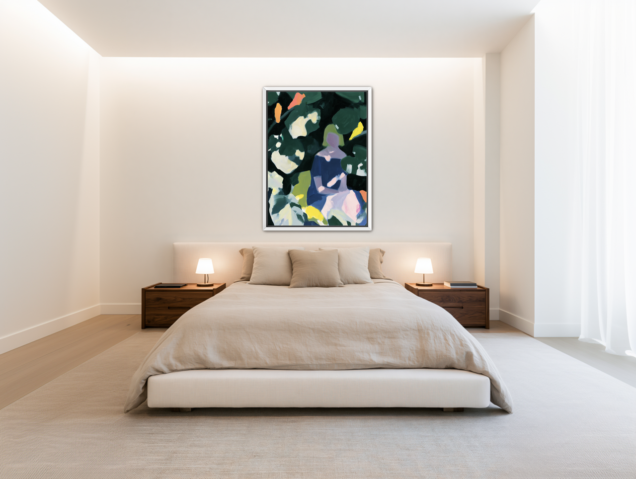 Figure in garden shadows room view