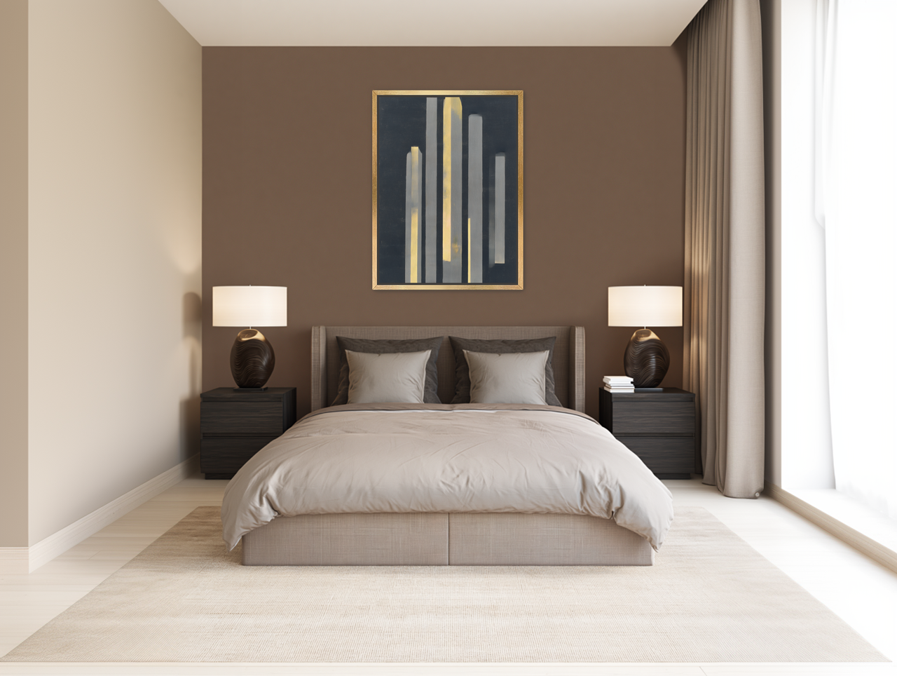 Yellow seeping through gray bars room view