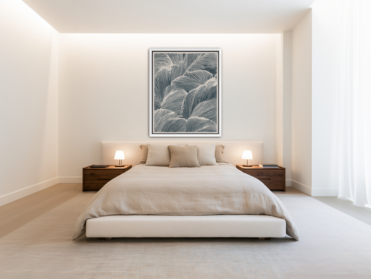 Palm fronds pressed together room view