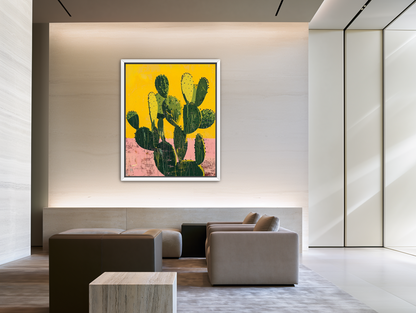 Green pads in yellow sky room view