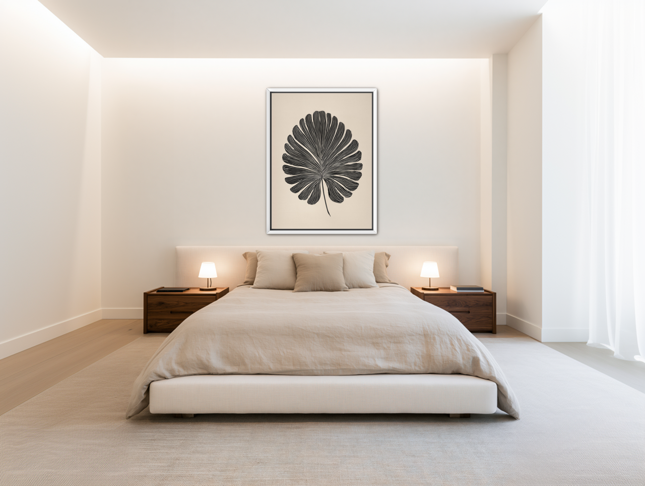 Striped fan leaf alone room view