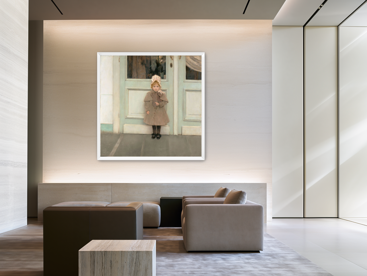 A child beneath pale doors room view