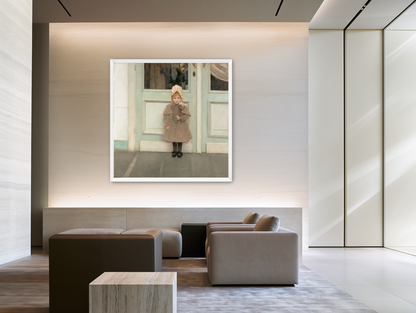 A child beneath pale doors room view