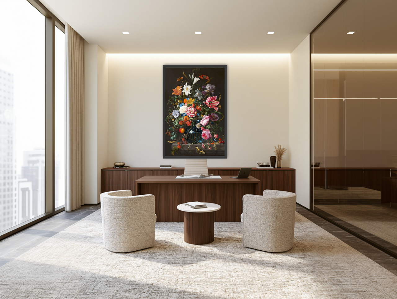 Butterflies over the blue vase room view