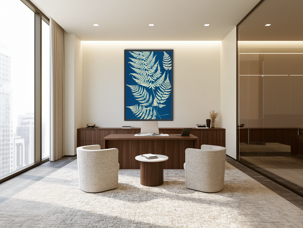 Ferns crossing blue field room view