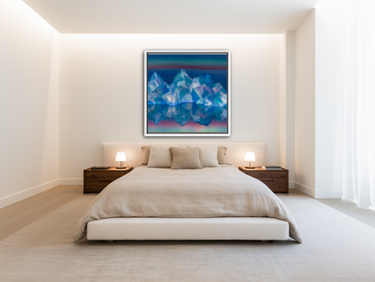 Icebergs in banded twilight room view