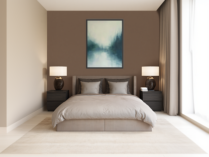 Pale sun over still water room view