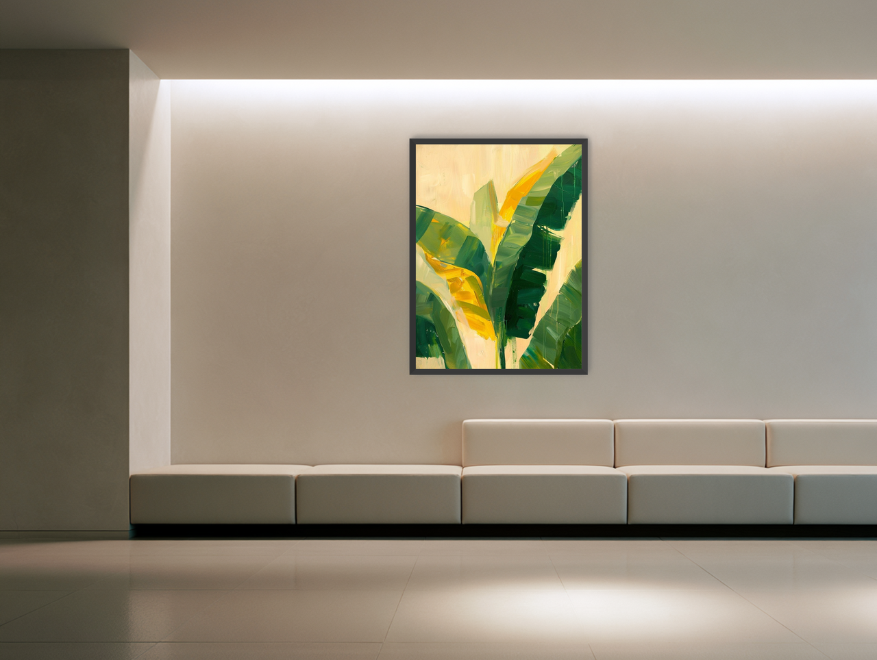 Yellow breaks through green leaves room view