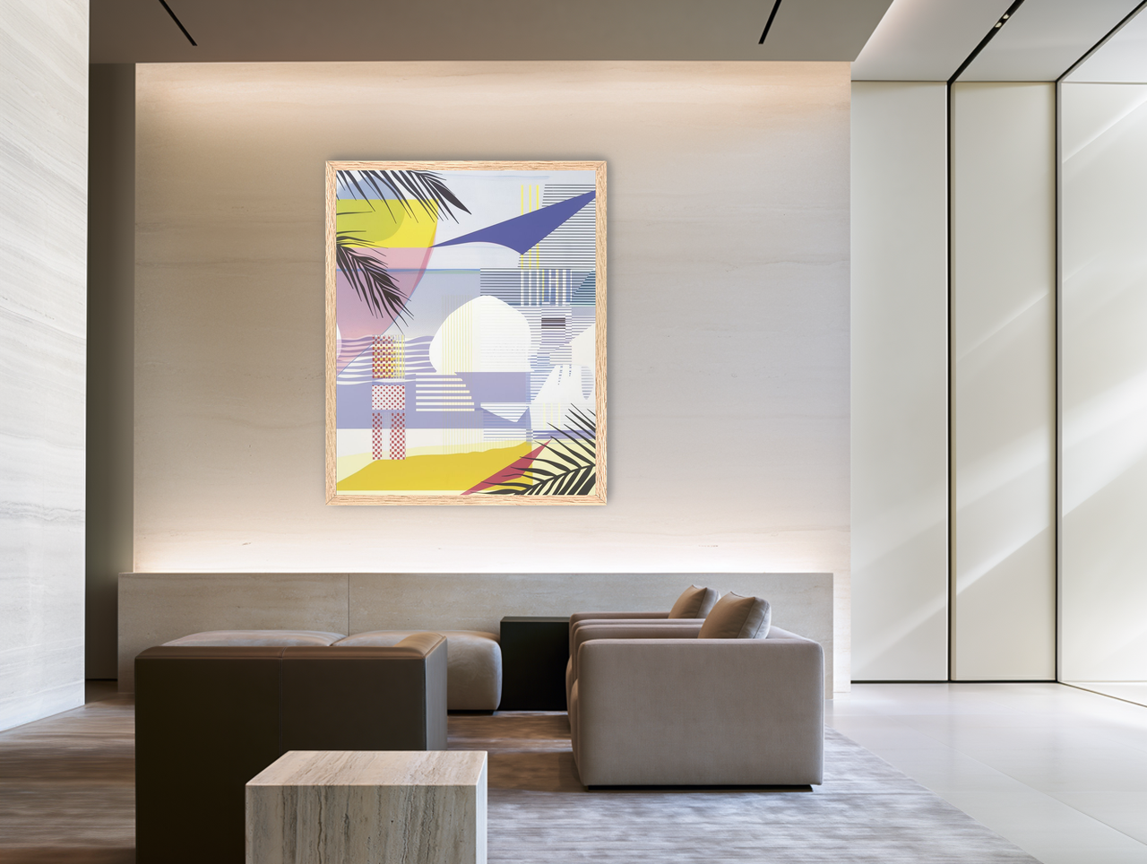 Layered stripes and color fields room view