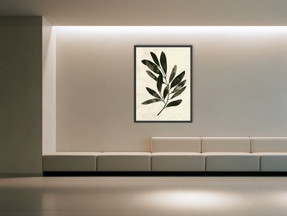 Charcoal leaves on ivory paper room view
