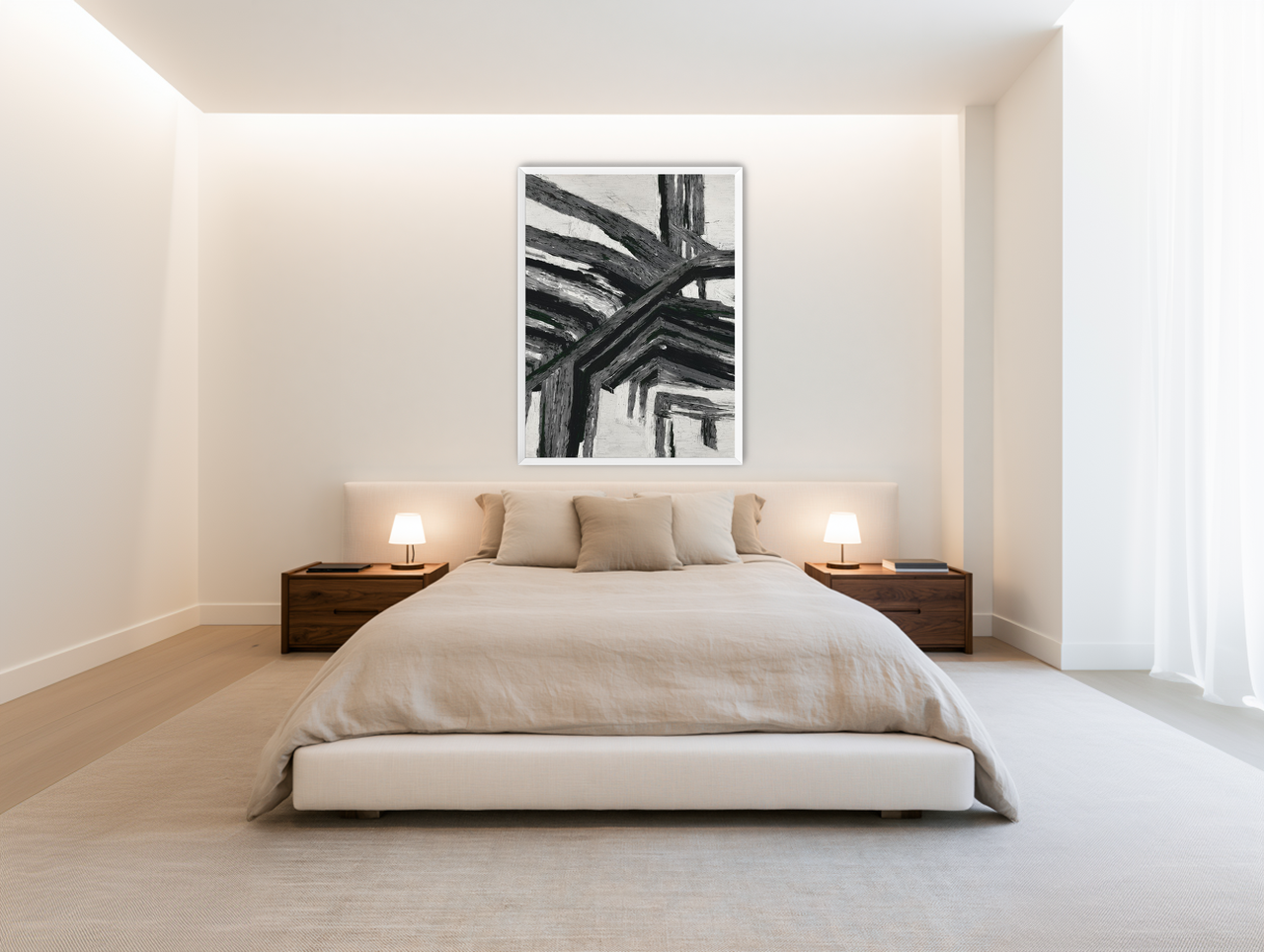 Beams pressed into shadow room view