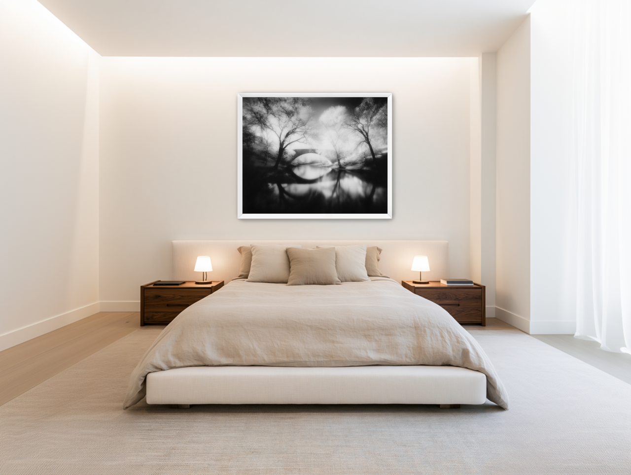 Bridge in a washed sky room view