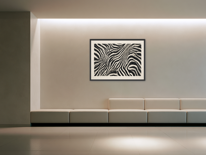 Zebra stripes across the frame room view