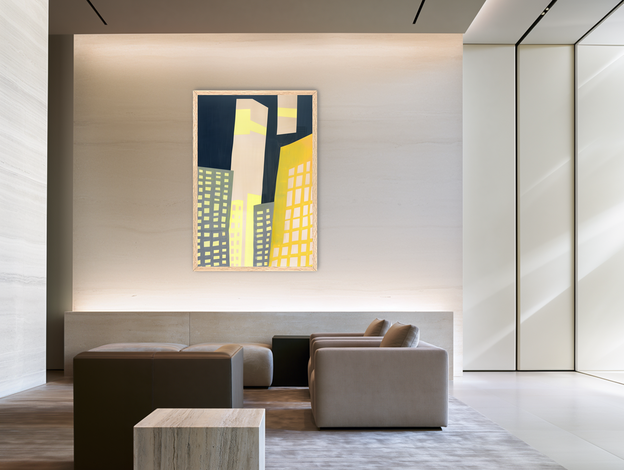 Windows lit in the towers room view