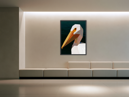 The beak cuts the dark room view