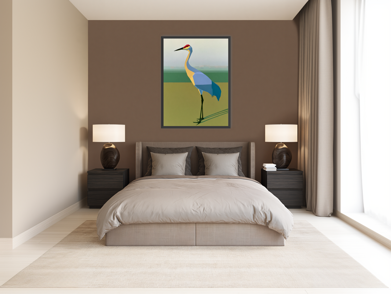 Still crane in flat light room view