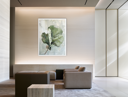 Green leaves in pale wash room view
