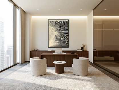 Convergence within black stripes room view