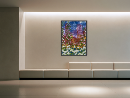 Flowers before storm towers room view