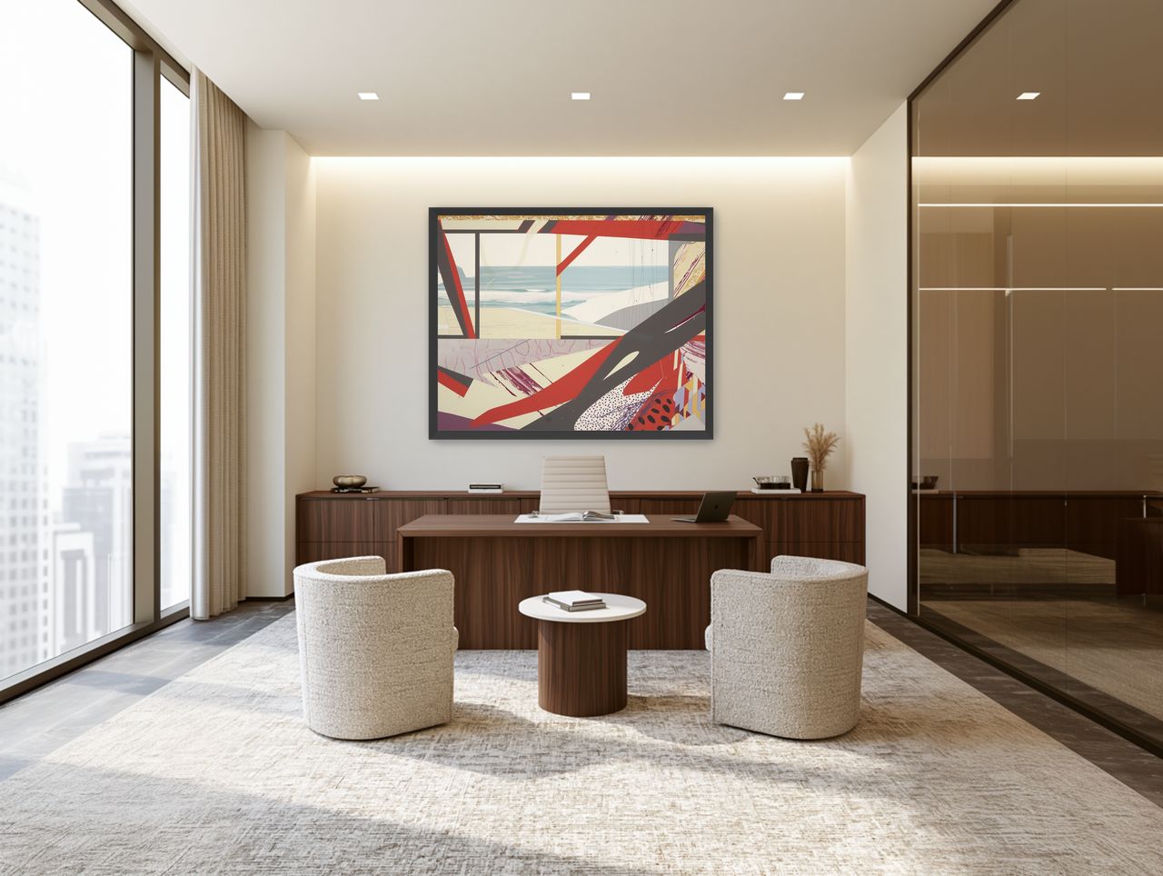 Beach horizon within angled bands room view