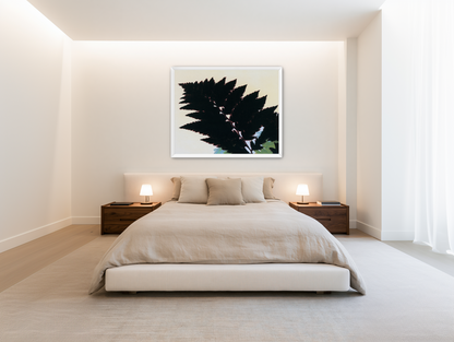 Black leaves on pale ground room view