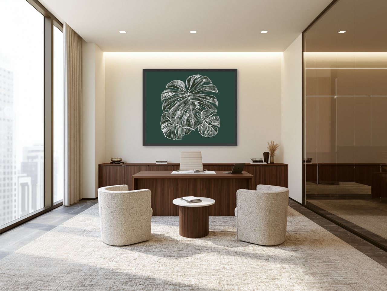White veins on green field room view