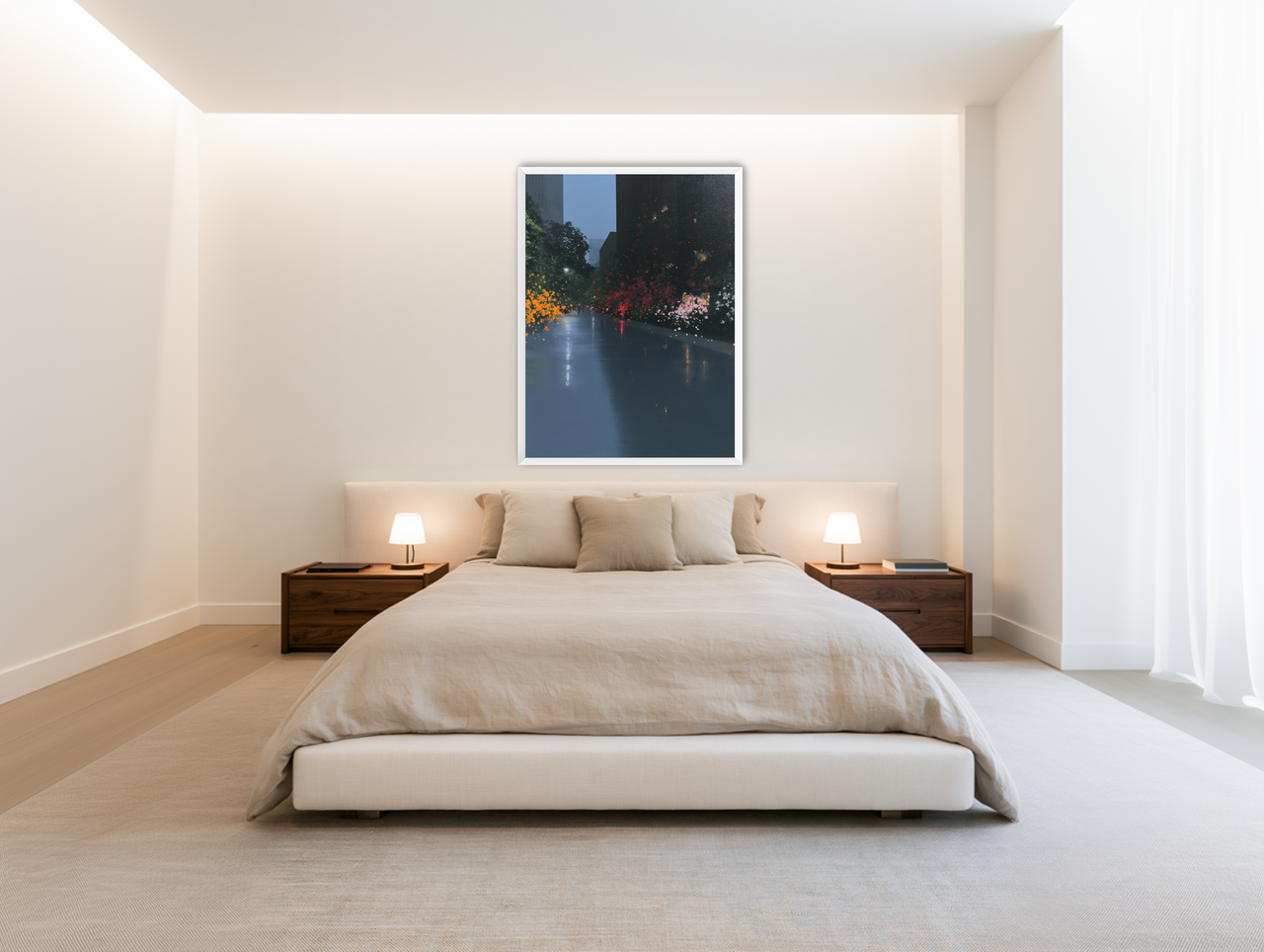 Rainlight on the flowered street room view