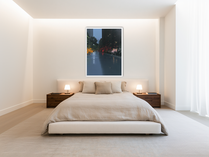 Rainlight on the flowered street room view