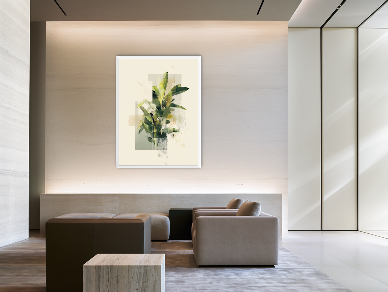Plant in layered light room view