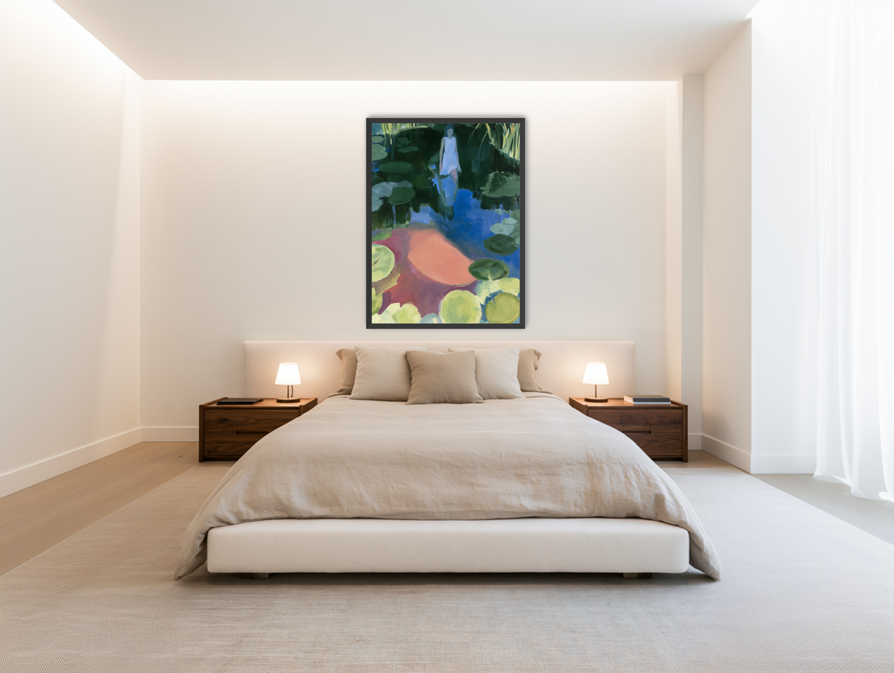 Woman in the lily pond room view