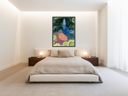Woman in the lily pond room view