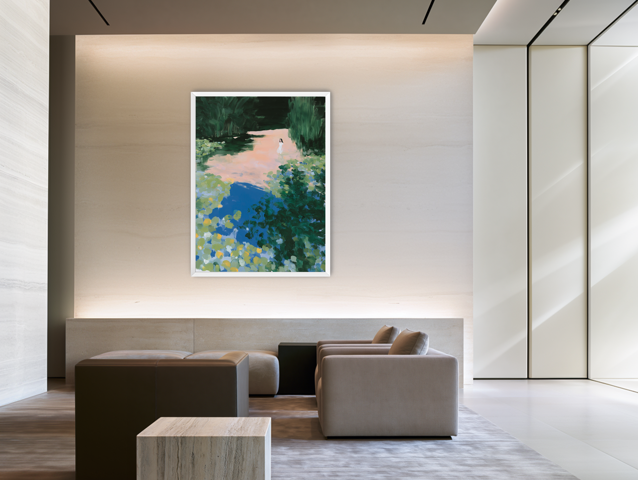 White dress in still water room view